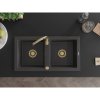 Mexen Mario, gránit mosogató 820x436x161 mm, 2 kamrás, fekete foltos arany szifonnal, 6504822000-76-G
