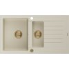 Mexen Matias - gránit mosogató 900x505x200 mm, 1,5 kamrás, bézs, arany szifonnal, 6502901505-69-G