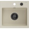 Mexen Milo, gránit mosogató 435x410x171 mm, 1 kamrás, bézs, fekete szifonnal, 6505441000-69-B