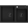 Mexen Tomas, gránit mosogató 800x500x190 mm, 2 kamrás, fekete, fekete szifonnal, 6516802000-77-B