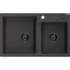 Mexen Tomas, gránit mosogató 800x500x190 mm, 2 kamrás, fekete foltos fekete szifonnal, 6516802000-76-B