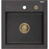 Mexen Vito, gránit mosogató 520x490x210 mm, 1 kamrás, fekete foltos arany szifonnal, 6503521000-76-G