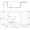 Mexen Elias, gránit mosogató gránit 795x480x200 mm, 1 kamrás, fekete arany szifonnal, 6511791005-77-G