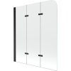 Mexen FELIX, kádparaván, 3 lapos, 120 x 140 cm, fekete-átlátszó, 890-120-003-70-00