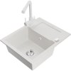 Mexen Enzo, gránit mosogató 576x465x174 mm, 1 kamrás, fehér matt Duero csaptelep, fehér, 6506-20-671600-20