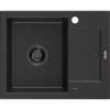 Mexen Enzo, gránit mosogató 576x465x174 mm, 1 kamrás, fekete/ezüst metál grafit szifonnal, 6506571005-73-B