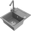 Mexen Enzo, gránit mosogató 576x465x174 mm, 1 kamrás, szürke matt csaptelep Duero, szürke, 6506-71-671600-71