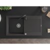 Mexen Leo, gránit mosogató 900x500x190 mm, 1 kamrás és fekete Telma csaptelep, fekete foltos, 6501-76-670200-70