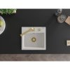 Mexen Milo, 1 kamrás gránit mosogató 435x410x171 mm és Rita arany csaptelep, fehér, 6505-20-670300-50