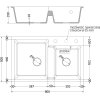 Mexen Tomas, gránit mosogató 800x500x190 mm, 2 kamrás és fekete Telma csaptelep, fekete, 6516-77-670200-70