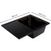 Mosogató Minőségi Titanite, konyhai gránit mosogató 680x495x215 mm + fekete szifon, fekete, SKQ-TIT.C.1KKO.XB
