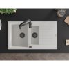 Mexen Matias, gránit mosogató 900x505x200 mm, 1,5 kamrás és Aster mosogató csaptelep, fehér, 6502-20-73450-70-B