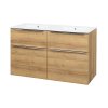 Mereo, Mailo, fürdőszoba szekrény kerámia mosdóval 121 cm, riviera tölgy, MER-CN523