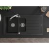 Mexen Andres, 1,5 kamrás gránit mosogató 1000x500x200 mm és Elia mosogató csaptelep, fekete, 6515-77-670101-00
