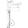 Hansgrohe Zesis M33, mosogató csaptelep 150, kihúzható spray-vel, EcoSmart, króm, 74810000