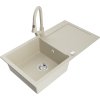 Mexen Leo, 1 kamrás gránit mosogató 900x500x190 mm és Elia mosogató csaptelep, bézs, 6501-69-670101-69