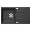 , Gránit beépíthető mosogató lefolyóval, 77x44cm, fekete, 30874504