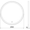 Mexen Esso kerek LED háttérvilágítású fürdőszobai tükör 80cm 6000K páramentes fűtőbetét fekete keret 9825-080-080-611-70