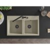 Mexen Hektor, 2 kamrás gránit mosogató 800x480x205 mm, bézs, grafit szifon, 6521802000-69-B