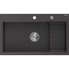 Mexen Omar, 1 kamrás gránit mosogató 800x480x210 mm, fekete foltos, króm szifon, 6520801005-76
