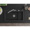 Mexen Omar, 1 kamrás gránit mosogató 800x480x210 mm, fekete-ezüst metál, króm szifon, 6520801005-73