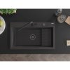 Mexen, Mexen Omar zlewozmywak granitowy 1-komorowy 800 x 480 mm, czarny nakrapiany, szifon czarny - 6520801005-76-B
