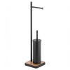 Erga Dyka, WC-papír és WC-kefe tartó 18x18x72 cm, fekete matt-barna, ERG-YKA-P.DYKA-BLK