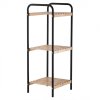 Erga Oscar, fém fürdőszobai hárompolcos polc állóra 31x26x74 cm, fekete-natúr barna, ERG-YKA-P.OSCAR