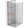 Mexen Kioto+ L, Walk-In zuhanyparaván polccal és akasztóval 90 x 200 cm, 8 mm átlátszó üveg fekete mintás, réz matt profil, 800-090-123-65-77