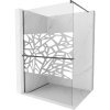 Mexen Kioto+, Walk-In zuhany paraván polccal és akasztóval 70 x 200 cm, 8 mm átlátszó üveg fehér mintás, grafit profil, 800-070-121-66-85