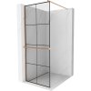 Mexen Kioto+, Walk-In zuhanyparaván polccal és akasztóval 80 x 200 cm, 8 mm átlátszó üveg fekete mintás, réz matt profil, 800-080-121-65-77