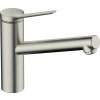 Hansgrohe Zesis M33, karos konyhai csaptelep 150, alacsony nyomású/nem nyomású vízmelegítőkhöz, 1 jet, rozsdamentes acél megjelenés, HAN-74806800