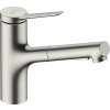 Hansgrohe Zesis M33, karos konyhai csaptelep 150, kihúzható zuhany, 2 jet, rozsdamentes megjelenés, HAN-74820800
