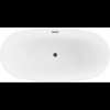 Mexen Eris, szabadon álló kád 180 x 80 cm, fehér, fekete matt túlfolyó, 53441808000-70