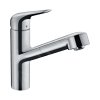 Hansgrohe Focus M42, mosogató csaptelep M429-H180 ECO, kihúzható spray-vel, EcoSmart, króm, HAN-71865000