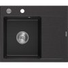 Mexen Ben, 1 kamrás gránit mosogató 600x500x190 mm, bal + króm szifon, fekete-ezüst metál, 6522605000-73