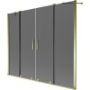 Mexen Velar Duo, 2 szárnyas eltolható kádparaván 170 x 150 cm, 8mm szürke üveg, arany fényes profil, 896-170-000-42-50