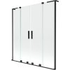Mexen Velar L Duo, 2 szárnyas eltolható kádparaván 140 x 150 cm, 8mm átlátszó üveg, fekete matt, 896-140-003-02-70