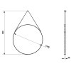 Sapho, ORBITER kör tükör bőrszíjjal, ø 70cm, fekete matt, ORT070