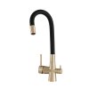 Gamma Flex, háromutas mosogató csaptelep rugalmas karral vízszűrő csatlakozással, fekete matt-arany matt, GMA-BFXF-BGD