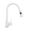 Gamma Taru, magas mosogató csaptelep kihúzható kifolyóval, fehér, GMA-BT-WH
