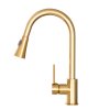 Gamma Taru, magas mosogató csaptelep kihúzható kifolyóval, fényes arany, GMA-BT-GD