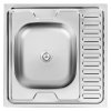 Kuchinox 60, 1 rekeszes rozsdamentes mosogató rövid leeresztővel 600x600x160 mm, acél, LAV-SK6_013T