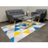 Tutumi, modern szőnyeg 140x200 cm, geometrikus formák, szürke-kék-sárga, SHG-09021