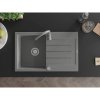 Mexen Bruno, 1 kamrás gránit mosogató csepptálcával 80x50 cm konyhai csaptelep Telma, szürke, 6513-71-670200-71