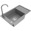 Mexen Elias, 1 kamrás gránit mosogató csepptálcával 80x48 cm konyhai csaptelep Telma, szürke, 6511-71-670200-71