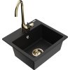 Mexen Milo, 1 kamrás gránit mosogató 43,5x41 cm és konyhai csaptelep Telma, fekete, 6505-77-670200-50