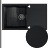 Czarny zlew granitowy SINK 55L z grafitowym syfonem manual z ociekarka[1]