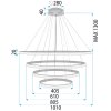 Toolight, függeszték 100cm, 60W, 3000K, LHJ010-CP4, matt arany, OSW-50003