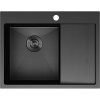 Mexen Exar, 1 medencés rozsdamentes mosogató csepegtetővel, bal oldali, 620 x 480 mm, fekete, méhsejtmintás, 6431621005L-70HC